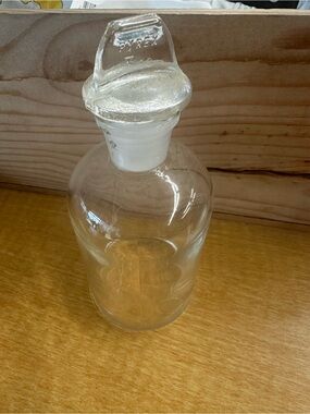 Vintage Pyrex Clear Glass Reagent Bottle with Glass Stopper